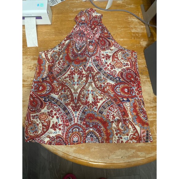 CCC Boho Halter Crisscross Scarf Retro Paisley Blouse Vintage Inspired Style Lg - Picture 8 of 9